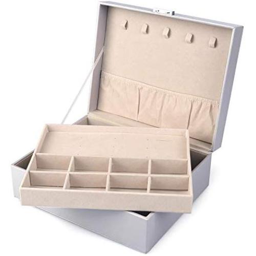 goldwheat Two-Layer Leather Jewelry Boxes Watch Case Earring Organizer Jewelry Display Storage Box