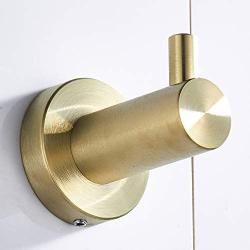 BigBig Home Stainless Steel 304 Towel Hook Champagne Golden, Wall Mounted Clothes Hanger with Screws for Bathroom and Kitchen Bathroom Accessory