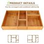 INTERGREAT 5-Piece Bamboo Storage Boxes Drawer Organizer Set Storage Organizer Divider for Office Desk Supplies and Accessories