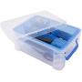 Super Stacker Divided Storage Boxes with Removable Divider Tray, 14.25" x 10.3" x 6.5", Clear