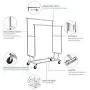 Hommoo Clothing Hanger Garment Rack Heavy Duty Steel Double Rod Adjustable Garment Rack Rolling Clothes Organizer Hanger on Wheels,Silver