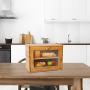 INDRESSME Bamboo 2- Layer Large Capacity Bread Boxes Countertop Bread Storage Bread Boxes for Kitchen Counter Retro Bread Bin with Transparent Window, Fully Assembled