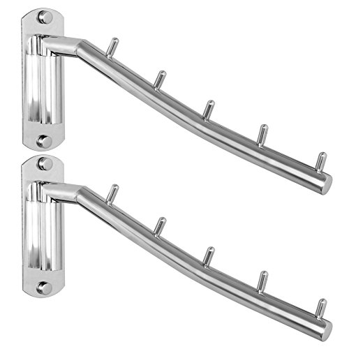 WEBI Clothes Hanger Wall mounted-180 Degree Swing Arm Space Saving-Clothes Drying Rack for Laundry Room- Stainless Steel 304, Wall Mount, Chrome ? 2 Packs