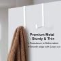 Over the Door Hook - Door Hanger Hooks Fit for Two Sized Doors Reversible Design Metal Door Towel Hooks for Bathroom, Bedroom, Coat, 5 Pcs, White