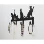 4 Hooks Wall Mounted Hanger, Holder for Towels, Keys, Coats, Hats, Robes and Clothes with Cat Décor (Black)