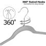 ZENY Pack of 100 Premium Velvet Hangers - Non Slip Velvet Suit Hangers - 360° Swivel Hooks - Space Saving Clothes Hangers (Grey)