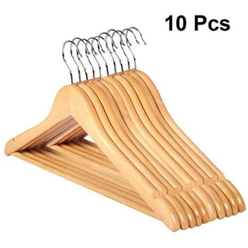 10pcs Solid Wood Hanger Non-Slip Hangers Clothes Hangers, Shirts Sweaters Dress Hanger Drying Rack Clothing Storage for Home