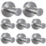 FUNJIA Robe Towel Wall Hook 8 Pieces Stainless Steel Wall-Mount Coat Hooks, Brushed Nickel (2 Inch)