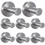 FUNJIA Robe Towel Wall Hook 8 Pieces Stainless Steel Wall-Mount Coat Hooks, Brushed Nickel (2 Inch)