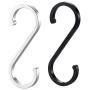 3.35 10PCS Aluminum S Shaped Hooks, Matte Finish S Hooks for Hanging Pots and Pans, Plants, Coffee Cups, Clothes, Towels in Kitchen, Bedroom, Bathroom, Office and Garden (Black, 10PCS)