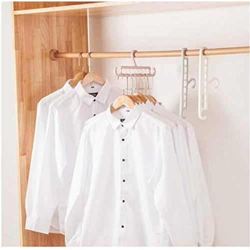 10pcs Random Color Multifunction Wardrobe Space Saving, 9-Hole Magic Clothes Hanger Closet Storage Vertical Organizer Coat Hanger with Hook