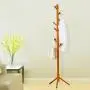 DNSJB Floor Standing Solid Wood Coat Rack Stand Tree-Shaped Creative Bedroom Clothes Hat Hanger with 8 Hooks, Wood Color (Color : Wood Color)