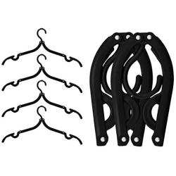 IPOW Black Plastic Foldable Travel Home Camping Mini Non-slip Clothes Shirts Sweaters Dress Hanger Hook Drying Rack,Pack of 6