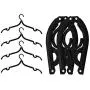 IPOW Black Plastic Foldable Travel Home Camping Mini Non-slip Clothes Shirts Sweaters Dress Hanger Hook Drying Rack,Pack of 6