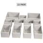 DIOMMELL Foldable Cloth Storage Boxes Closet Dresser Drawer Organizer Fabric Baskets Bins Containers Divider for Clothes Underwear Bras Socks Lingerie Clothing,Set of 11 Grey 245