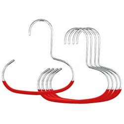 Mawa Reston Lloyd Accessory Non-Slip Space-Saving Style G1, Set of 5, Silver Clothes Hanger Hook for Scarves, Red, 5 Piece