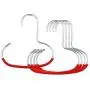 Mawa Reston Lloyd Accessory Non-Slip Space-Saving Style G1, Set of 5, Silver Clothes Hanger Hook for Scarves, Red, 5 Piece