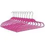 Quality Plastic Non Velvet Non-Flocked Thin Compact Hangers 360 Degree Swivel Hook (Pink Color, 50)