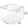mDesign Plastic Food Storage Container Bin with Handles - for Kitchen, Pantry, Cabinet, Fridge/Freezer - Large Organizer for Snacks, Produce, Vegetables, Pasta - BPA Free, 10" Square, 4 Pack - Clear