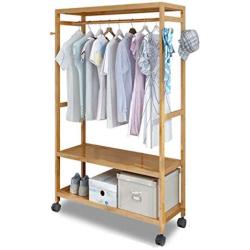 Floor Simple and Modern Bamboo Creative Hanger Simple Living Room Clothes Rack (Color : Primary Color, Size : 70cm)