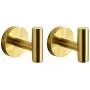 JOMAY Bathroom Towel Hooks for Hanging, Simple Robe Hooks Wall Hooks Heavy Duty, Door Holder Clothes Hanger Wall Mounted, Rustproof Brushed Gold SUS 304 Stainless Steel for Kitchen Hotel (2 Pcs)