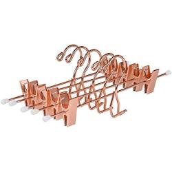 Amber Home Add-On Shiny Rose Gold Copper Metal Clothes Pants Skirt Slack Hangers Clothing Hangers with 2-Adjustable Clips (5 Pack)