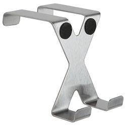 Home-X - Stainless Steel X-Shape Over Door Hanger Hook, Reversible Design is Perfect for Any Bathroom and Effortlessly Holds Towels, Clothing, and More