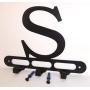 Capital Letter S Monogram Wall Hook Hanger. Satin Black. Solid Steel. Screws Included.