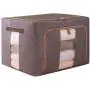 ALLINONE Foldable Storage Bins Boxes, Storage Bag Organizer Clothes, Foldable Stackable Container Organizer, with Lids & Clear Windows & Handles & Steel Frame,66L,Grey