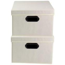 Household Essentials Fabric Storage Boxes with Lids and Handles, Natural