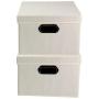 Household Essentials Fabric Storage Boxes with Lids and Handles, Natural