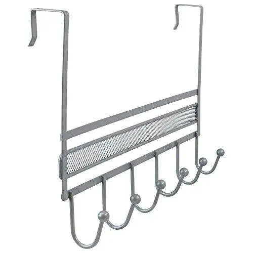 DecoBros Over The Door 6 Hook Organizer Rack - Silver