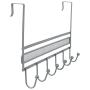 DecoBros Over The Door 6 Hook Organizer Rack - Silver