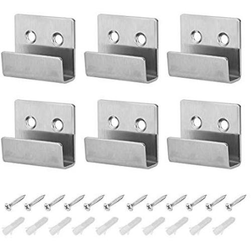 uxcell 6 Pcs Wall Mounted Hook Robe Hooks Single Clothes Hanger With Screws, Stainless Steel