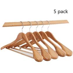 Clothes Hangers Set, Wooden Collection Hangers For Adult Everyday Standard Use Clothing Hangers Suit Clothes Hangers 5 Pack For Home Closet Clothing Organiser ( Color : Natural , Size : 45x23.5cm )