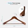 High-Grade Wide Shoulder Wooden Hangers 6 Pack with Non Slip Pants Bar - Smooth Finish Solid Wood Suit Hanger Coat Hanger, Holds upto 20lbs, 360° Swivel Hook, for Dress, Jacket, Heavy Clothes Hangers