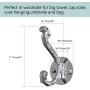 uxcell Dual Wall Hooks Zinc Alloy Wall Mounted Double Hooks Clothes Hanger Holder w Screws Plating Finish, Silver Tone