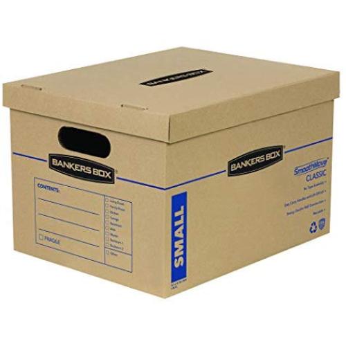 Bankers Boxes SmoothMove Classic Moving Boxes, Tape-Free Assembly, Easy Carry Handles, Small, 15 x 12 x 10 Inches, 20 Pack (7714210)