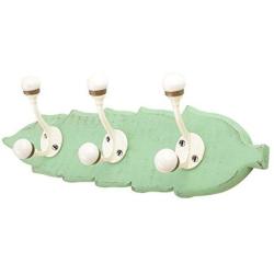 Indianshelf Handmade 1 Artistic Vintage Green Wooden Double Loop Coat Hooks Hangers/Key Holder Wall Mount