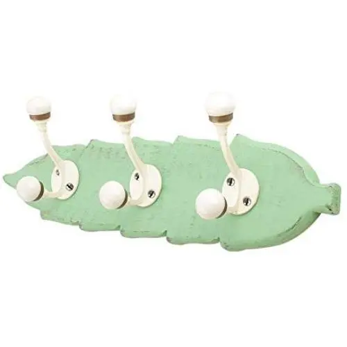 Indianshelf Handmade 1 Artistic Vintage Green Wooden Double Loop Coat Hooks Hangers/Key Holder Wall Mount Indianshelf Handmade 1 Artistic Vintage Green Wooden Double Loop Coat Hooks Hangers/Key Holder Wall Mount