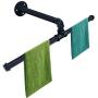 TLBTEK 20 inch Industrial Pipe Wall Mounted Clothes Rack,Heavy Duty Clothes Hanging T-Bar,Detachable Black Iron Garment Hanging Rack,Metal Clothing Towel Racks for Retail Display,Closet Organization