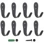 Wall Hooks 8 Pcs,Coat Hooks, Stainless Steel Hook, Garage, Luggage Key Hook, Bathroom Kitchen Dining Room,Heavy Duty, Indoor and Outdoor Hooks (Black Bent Hooks)