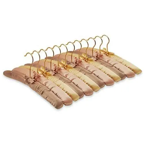 FloridaBrands Anti Slip Satin Padded Hangers Earthtone Soft Fabric with Gold Hook - Heavy Duty for Womens Clothes, Coat, Blouse, Sweaters, Dresses, Clothing - Set of 12 FloridaBrands Anti Slip Satin Padded Hangers Earthtone Soft Fabric with Gold Hook - Heavy Duty for Womens Clothes, Coat, Blouse, Sweaters, Dresses, Clothing - Set of 12