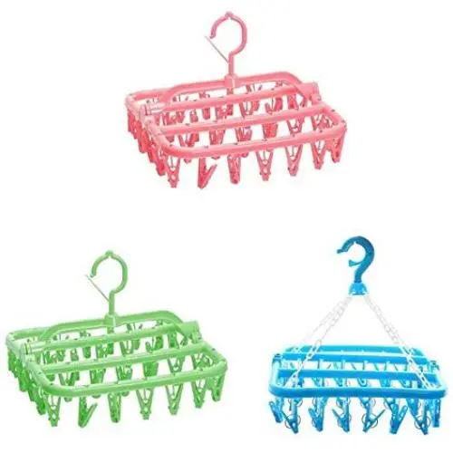 2pcs Random Color 32 Clips Folding Socks Clothes Hanger Rack Clothespin Clothes Drying Rack Closet Wardrobe 2pcs Random Color 32 Clips Folding Socks Clothes Hanger Rack Clothespin Clothes Drying Rack Closet Wardrobe