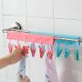 SJYDGQQ Foldable Bathroom Clothespin Rack, Travel Clothes Line - Organizer Clothes Folding Hanger With Six Clips (watermelon red)