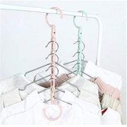 10pcs Random Color Folding Rotating 5 Holes Magic Plastic Clothes Hanger Space Saving Wardrobe Hanging Organizer Windproof Coat Hanger