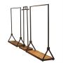 FURVOKIA Modern Simple Heavy Duty Metal Rolling Garment Rack,Retail Display Clothing Rack,Wrought Iron Single Rod Floor-Standing Hangers Clothes Shelves (Black Square Tube with Wood, 47.2 L)