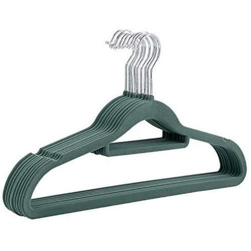 CRESNEL Non-Slip Velvet Clothes Hanger - Set of 50 - Heavy Duty - Green (Renewed)