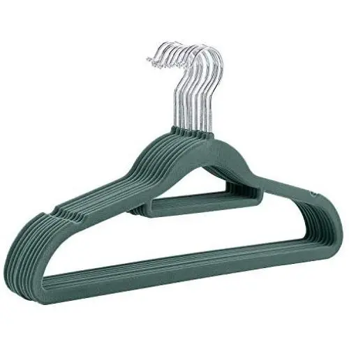 CRESNEL Non-Slip Velvet Clothes Hanger - Set of 50 - Heavy Duty - Green (Renewed)