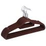 Pack of 10 Non-Slip Ultra-Thin 360 Degree Swivel Flocked Adult Clothes Hangers Random Color with Tie Bar, Notched Shoulders